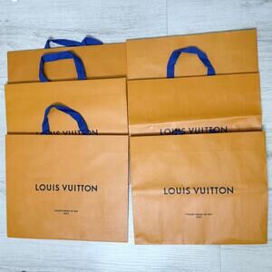 6 Louis Vuitton Orange Bags with Blue Handles 16” x 13.5” x 5.5”